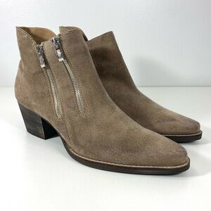 DKNY Donna Karan NY Tan Suede Leather Western Style Block Heel Ankle Boots 11